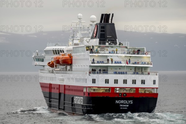 Ship MS Nordlys, Nord-Lenangen, Troms, Norway, Scandinavia, Europe, adventure travel, tourism, Hurtigruten, Hurtigrutenreise, cruise, cruise ship, liner, NOR, Nordlys, passenger ship, shipping company Hurtigruten AS, travel, destination, ship, shipping, sea voyage, sightseeing, tourism, Norwegian, Scandinavian, touristic
