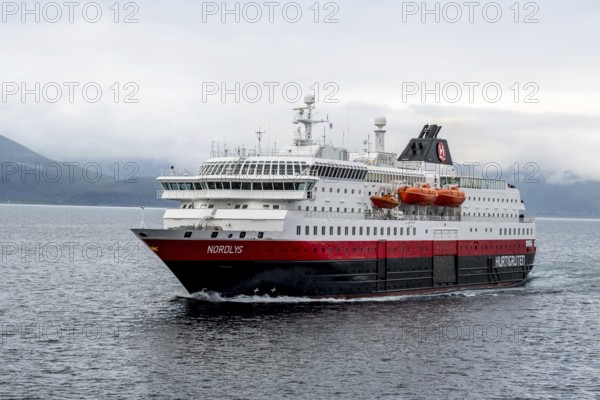 Ship MS Nordlys, Nord-Lenangen, Troms, Norway, Scandinavia, Europe, adventure travel, tourism, Hurtigruten, Hurtigrutenreise, cruise, cruise ship, liner, NOR, Nordlys, passenger ship, shipping company Hurtigruten AS, travel, destination, ship, shipping, sea voyage, sightseeing, tourism, Norwegian, Scandinavian, touristic