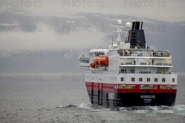 Ship MS Nordlys, Nord-Lenangen, Troms, Norway, Scandinavia, Europe, adventure travel, tourism, Hurtigruten, Hurtigrutenreise, cruise, cruise ship, liner, NOR, Nordlys, passenger ship, shipping company Hurtigruten AS, travel, destination, ship, shipping, sea voyage, sightseeing, tourism, Norwegian, Scandinavian, touristic