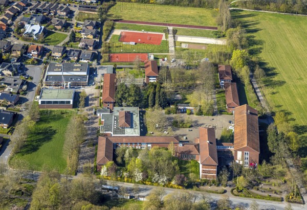 Aerial photo, Gymnasium St. Christophorus, Werne, Ruhr area, North Rhine-Westphalia, Germany, education, educational institution, DE, Europe, grammar school, teaching institute, aerial photography, aerial photography, Münsterland, school, overview, bird's-eye view, overview