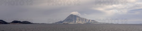 Panoramic photo, mountain, Nordvernes, Nordland, Norway, Scandinavia, Europe, adventure trip, fjord, tourism, mountain landscape, mountain range, Hurtigruten, Hurtigruten trip, cruise, NOR, journey, destination, sea voyage, sightseeing, tourism, Norwegian, Scandinavian, touristic
