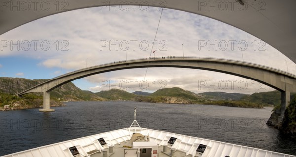Bridge at Stokknes, Stokkøy bridge, Revsnes, Trøndelag, Norway, Scandinavia, Europe, adventure trip, bridge, tourism, Hurtigruten, Hurtigruten trip, hilly landscape, cruise, NOR, travel, destination, ship bow, sea voyage, sightseeing, Stokksundveien, Stokkøybrua, road 723, tourism, Trøndelag, Norwegian, Scandinavian, touristic