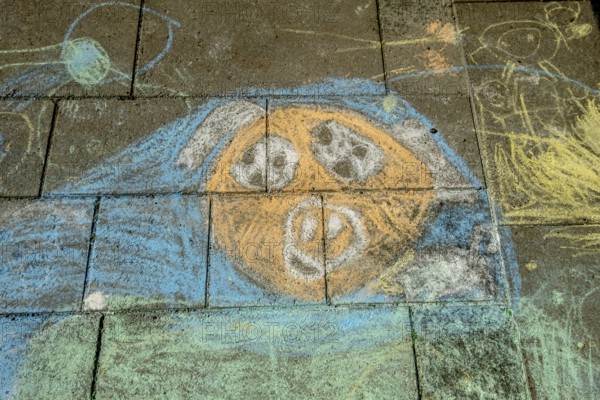 Street painting, chalk paintings on pavement, children's picture, pavement painting, Trondheim, Trøndelag, Norway, Scandinavia, Europe, adventure travel, tourism, Hurtigruten, Hurtigruten voyage, cruise, art, NOR, travel, destination, sea voyage, sightseeing, tourism, Trøndelag, Norwegian, Scandinavian, touristic