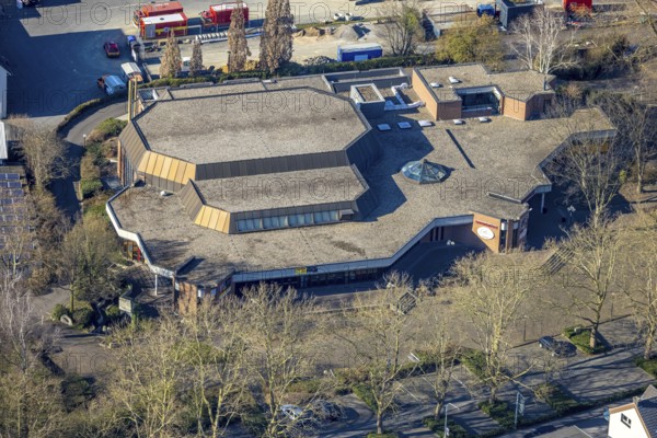 Aerial view, civic hall Werl events, Werl, Soester Börde, North Rhine-Westphalia, Germany, DE, Europe, events, culture, art, aerial photography, aerial photography, aerial photography, theatre, overview, events, venue, event location, event centre, bird's eye view, birds-eyes view, cultural use, overview