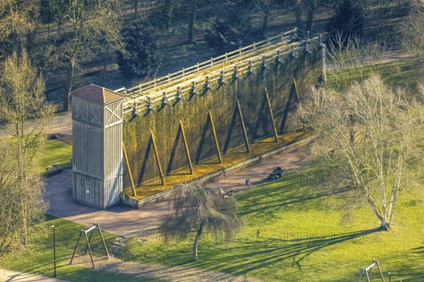 Aerial view, saltworks graduation works in the spa gardens, Werl, Soester Börde, North Rhine-Westphalia, Germany, DE, Europe, aerial view, aerial photography, aerial photography, sight, overview, bird's-eye view, overview
