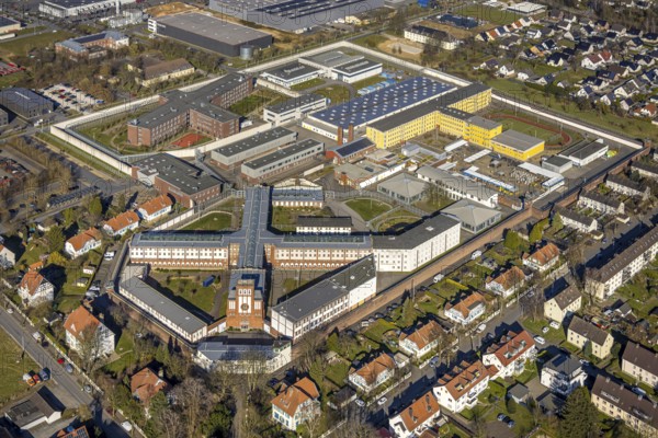 Aerial view, JVA Justizvollzugsanstalt Werl, Werl, Soester Börde, North Rhine-Westphalia, Germany, arrest, DE, Europe, imprisonment, prison, detention centre, prison sentence, correctional facility, aerial photograph, aerial photography, aerial photography, overview, custody, bird's-eye view, overview