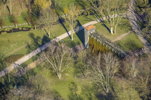Aerial view, saltworks graduation works in the spa gardens, Werl, Soester Börde, North Rhine-Westphalia, Germany, DE, Europe, aerial view, aerial photography, aerial photography, sight, overview, bird's-eye view, overview