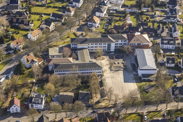 Aerial view, Städt. Mariengymnasium with schoolyard, Werl, Soester Börde, North Rhine-Westphalia, Germany, education, educational institution, DE, Europe, grammar school, educational institute, aerial view, aerial photography, aerial photography, school, overview, bird's-eye view, overview