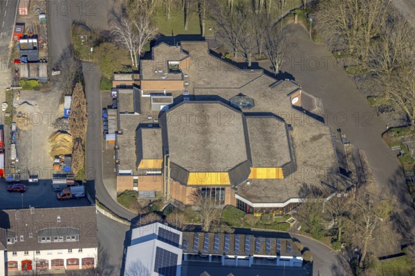 Aerial view, civic hall Werl event location, Werl, Soester Börde, North Rhine-Westphalia, Germany, DE, Europe, events, culture, art, aerial photography, aerial photography, aerial photography, theatre, overview, venue, event location, event centre, bird's eye view, birds-eyes view, cultural use, overview