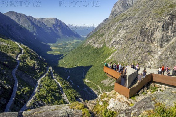 Trollstigen At Andalsnes, serpentines, Stigfossen waterfall, viewpoint, Innfjorden, Møre og Romsdal, Norway, Scandinavia, Europe, adventure trip, excursion destination, viewing platform, mountainside, rock faces, tourism, Hurtigruten, Hurtigruten trip, cruise, Møre og Romsdal, NOR, travel, destination, sea trip, sightseeing, tourism, Norwegian, Scandinavian, touristic