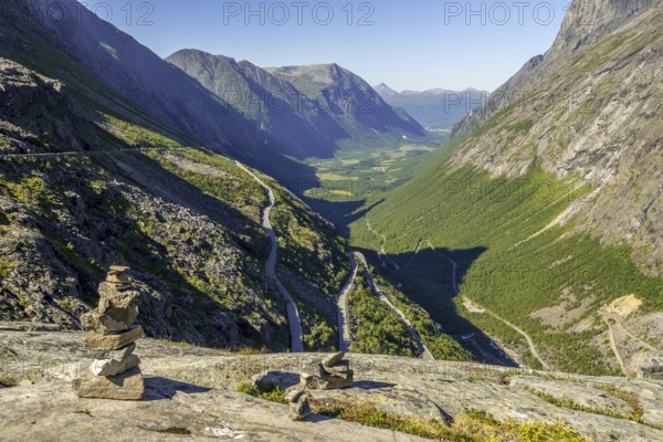 Trollstigen near Andalsnes, serpentines, Stigfossen waterfall, Innfjorden, Møre og Romsdal, Norway, Scandinavia, Europe, adventure trip, mountain road R63, tourism, hairpin bends, Hurtigruten, Hurtigruten trip, cruise, Møre og Romsdal, NOR, travel, destination, sea trip, sightseeing, stone formation, tourism, waterfall, Norwegian, Scandinavian, touristy