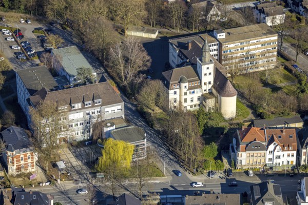 Aerial view, town hall city administration and former convict Werl, Werl, Soester Börde, North Rhine-Westphalia, Germany, DE, Europe, aerial view, aerial photography, aerial photography, overview, bird's-eye view, birds-eyes view, overview