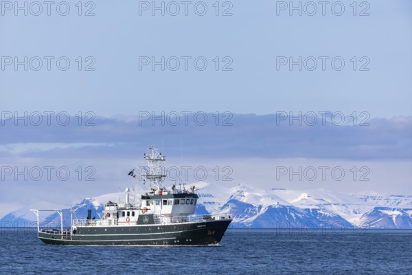 Ship in the bay off Longyarbyen, Spitsbergen, Svalbard