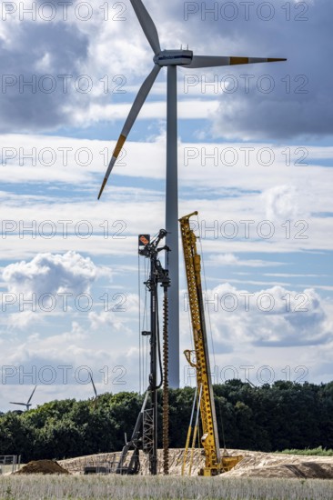 Construction site for the expansion of the wind farm east of Jackerath, in the Rhenish lignite mining area, North Rhine-Westphalia, Germany