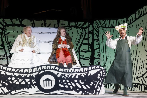 Dieter Hallervorden, Harald Effenberg and Mario Ramos at the photo rehearsal for the play 'Der eingebildet Kranke' at the palace gardens Theatre. Berlin, 02.09.2025