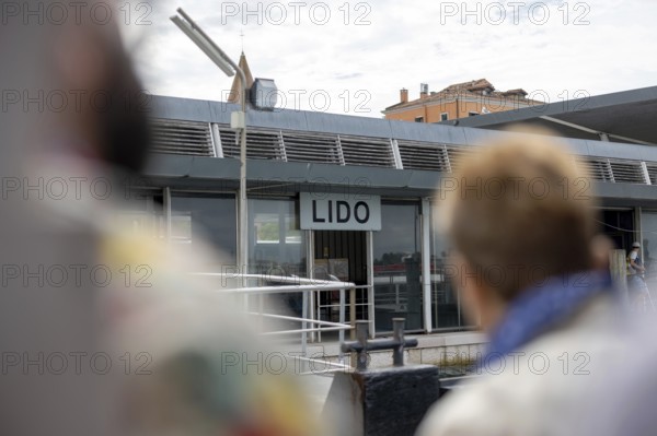 Venice, Italy - 2 September 2025: Passengers disembark from a passenger ship on the Lido during the 82nd Venice International Film Festival