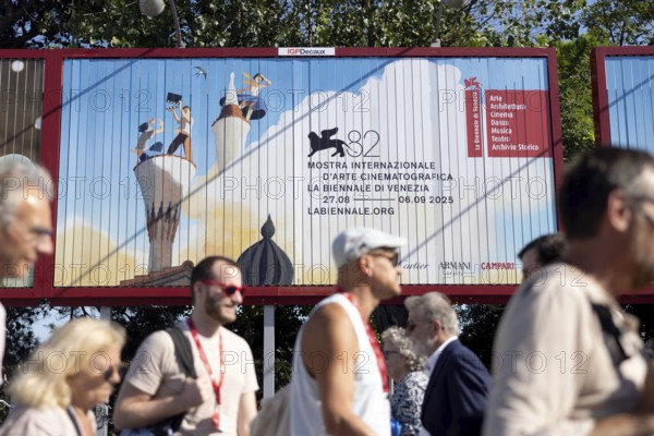Venice, Italy - 1 September 2025: Spectators in front of the Palazzo del Cinema during the red carpet of - The Testament of Ann Lee - during the 82nd Venice International Film Festival