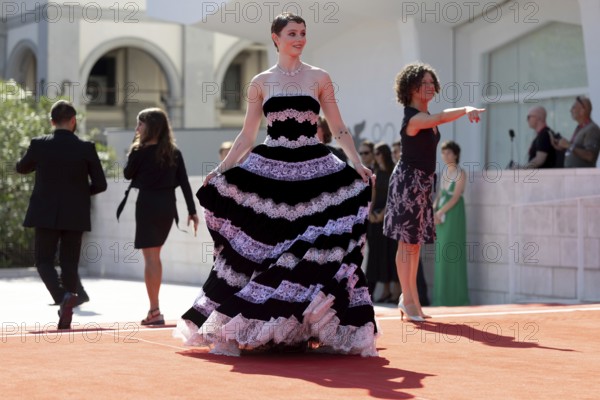 Venice, Italy - 1 September 2025: Thomasin McKenzie during the red carpet of - The Testament of Ann Lee - during the 82nd Venice International Film Festival