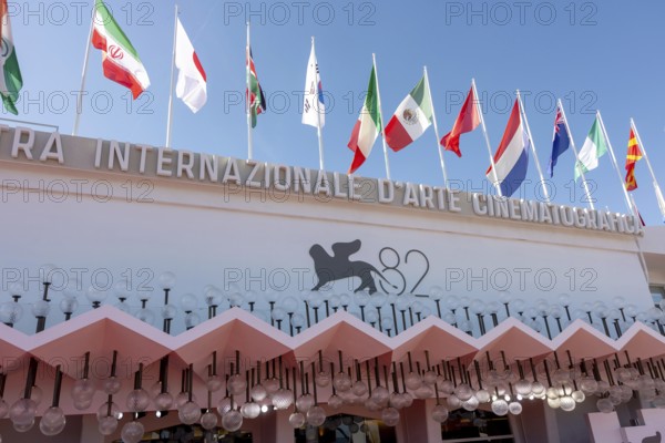 Venice, Italy - 1 September 2025: Palazzo del Cinema during the red carpet of - The Testament of Ann Lee - during the 82nd Venice International Film Festival