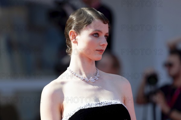 Venice, Italy - 1 September 2025: Thomasin McKenzie during the red carpet of - The Testament of Ann Lee - during the 82nd Venice International Film Festival