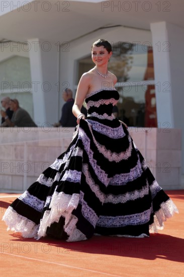 Venice, Italy - 1 September 2025: Thomasin McKenzie during the red carpet of - The Testament of Ann Lee - during the 82nd Venice International Film Festival