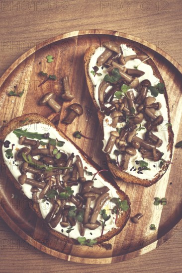 Sandwiches with cream cheese and pickled honeydew, healthy breakfast, homemade