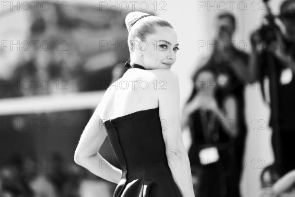 Venice, Italy - 1 September 2025: Amanda Seyfried during the Red Carpet of - The Testament of Ann Lee - during the 82nd Venice International Film Festival. Note: the photo was subsequently converted to b/w