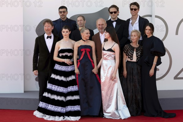 Venice, Italy - 1 September 2025: Cast, including Scott Handy, Thomasin McKenzie, Tim Blake Nelson, Amanda Seyfried, David Cale, Mona Fastvold, Adelaide James Fastvold Corbet and Maria Sand during the Red Carpet of - The Testament of Ann Lee - during the 82nd Venice International Film Festival