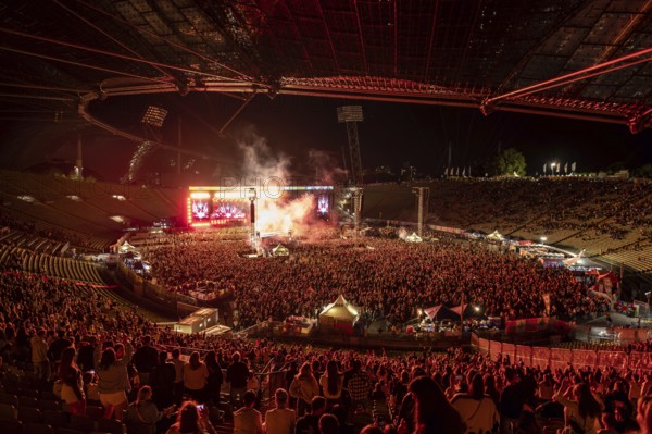 View of the full Olympic stadium at the Superbloom Festival at night, day 2 in the Olympic Park, Munich, 31/08/2025