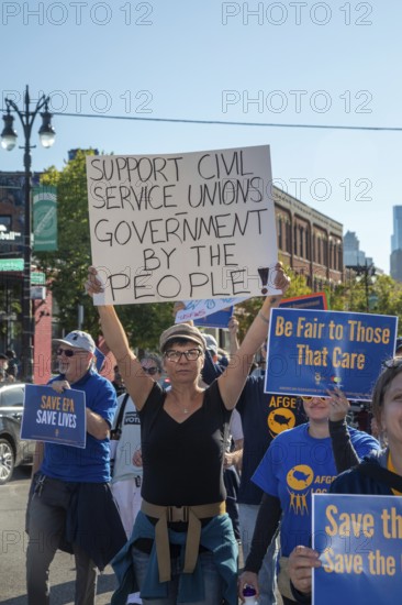 Detroit, Michigan USA - 1 September 2025 - Members of the American Federation of Government Employees march in Detroit's Labor Day parade