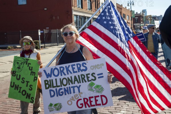 Detroit, Michigan USA - 1 September 2025 - Union members march in Detroit's Labor Day parade