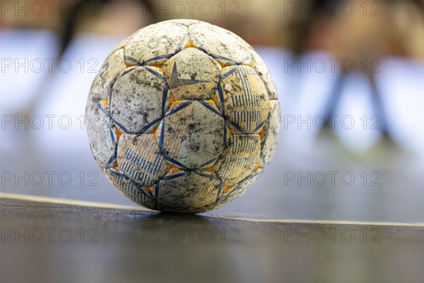 Close-up of a match ball from the 2nd HBL (German Handball League)