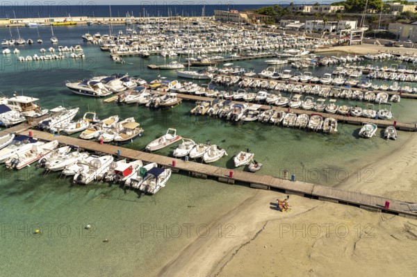 Beach and marina in Otranto, Apulia, Italy
