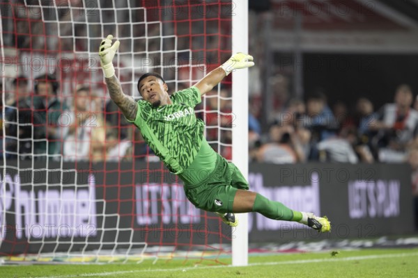 (DFL/DFB REGULATES PROHIBIT ANY USE OF PHOTOGRAPHS AS IMAGE SEQUENCES AND/OR QUASI-VIDEO), RheinEnergieStadion, Cologne, North Rhine-Westphalia, Alexander Schwolow (SC Freiburg, Goalkeeper, #1), 1. Soccer Bundesliga, 1.FC Köln, SC Freiburg on 31.08.2025 at the RheinEnergieStadion in Cologne Germany