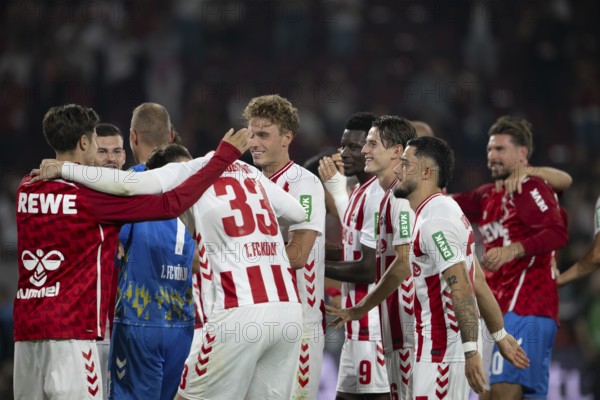 (DFL/DFB REGULATES PROHIBIT ANY USE OF PHOTOGRAPHS AS IMAGE SEQUENCES AND/OR QUASI-VIDEO), RheinEnergieStadion, Cologne, North Rhine-Westphalia, Rav van den Berg (1.FC Köln, Defence, #33), Ragnar Ache (1.FC Köln, Forward, #9), 1. Fußball Bundesliga, 1.FC Köln, SC Freiburg on 31.08.2025 at the RheinEnergieStadion in Cologne Germany
