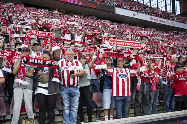 (DFL/DFB REGULATES PROHIBIT ANY USE OF PHOTOGRAPHS AS IMAGE SEQUENCES AND/OR QUASI-VIDEO), RheinEnergieStadion, Cologne, North Rhine-Westphalia, Fans, 1st Bundesliga, 1.FC Köln, SC Freiburg on 31/08/2025 at the RheinEnergieStadion in Cologne Germany