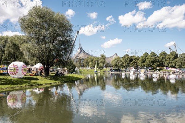 View of the Olympic Lake at the Superbloom Festival, Day 2 in the Olympic Park, Munich, 31-08.2025