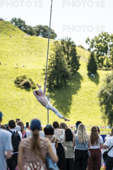Vertical tightrope walkers at the Superbloom Festival, Day 2 in the Olympic Park, Munich, 31-08.2025