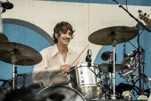 Bungo Jonas (drummer) from Roy Bianco & The Abbrunzati Boys at the Superbloom Festival, Day 1 at the Olympiapark, Munich, 30.08.2025