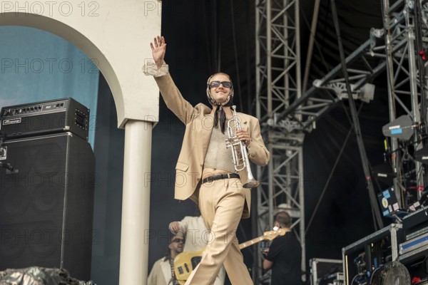 Blechkofler (trumpeter) by Roy Bianco & The Abbrunzati Boys at the Superbloom Festival, Day 1 at the Olympiapark, Munich, 30.08.2025