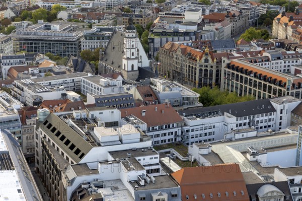 View from the observation deck of the City Tower towards St. Thomas Church, Leipzig, Saxony, Germany, 26.08.2025 < english> View from the observation deck of the City Tower towards St. Thomas Church, Saxony, August 26, 2025