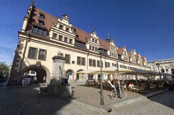 Old Town Hall on Market Square, Naschmarkt, Leipzig, Saxony, Germany, 26.08.2025 < english> Market Square, Saxony, August 26, 2025