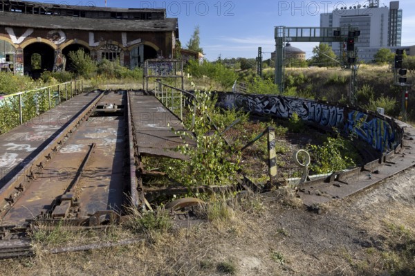 Old locomotive shed at MDR S-Bahn station, Leipzig, Saxony, Germany, 26 August 2025 < english> Old locomotive shed at the MDR S-Bahn station, Saxony, August 26, 2025