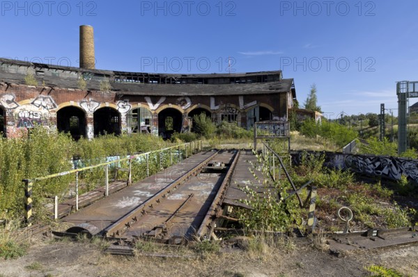 Old locomotive shed at MDR S-Bahn station, Leipzig, Saxony, Germany, 26 August 2025 < english> Old locomotive shed at the MDR S-Bahn station, Saxony, August 26, 2025