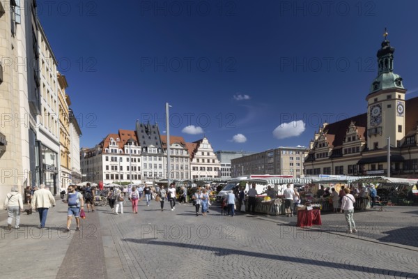 Market square with old town hall, Leipzig, Saxony, Germany, 26.08.2025 < english> Market square with old town hall, Saxony, August 26, 2025