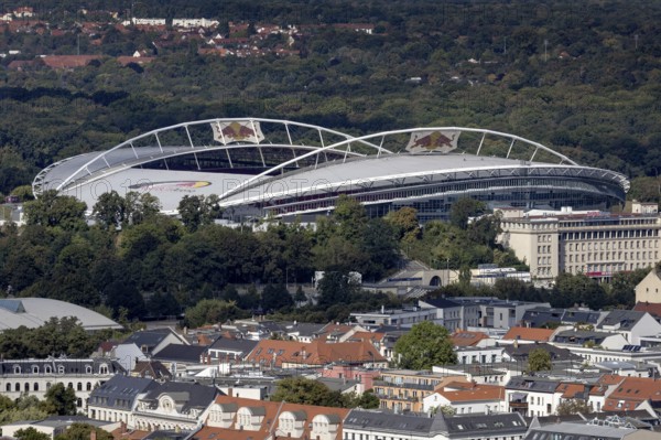 View from the observation deck of the City Tower towards the Red Bull Arena, Leipzig, Saxony, Germany, 26/08/2025 < english> View from the observation deck of the City Tower towards the Red Bull Arena, Saxony, 26/08/2025