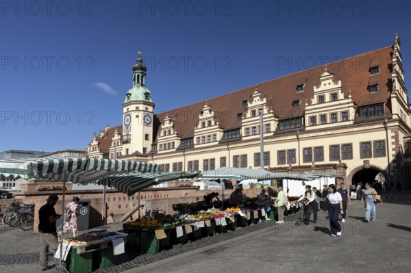 Market square with old town hall, Leipzig, Saxony, Germany, 26.08.2025 < english> Market square with old town hall, Saxony, August 26, 20258