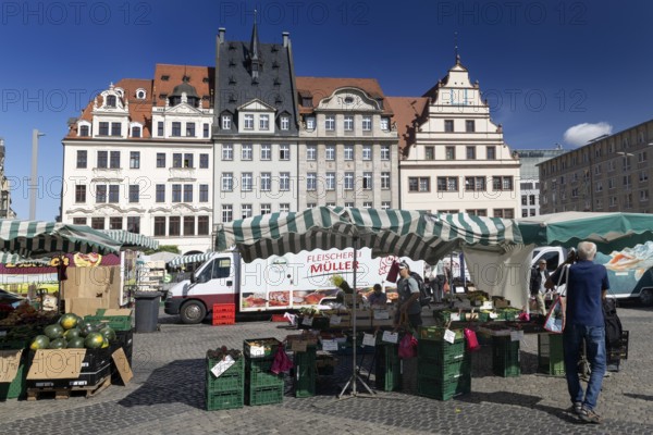 Market square with old town hall, Leipzig, Saxony, Germany, 26.08.2025 < english> Market Square, Saxony, August 26, 2025