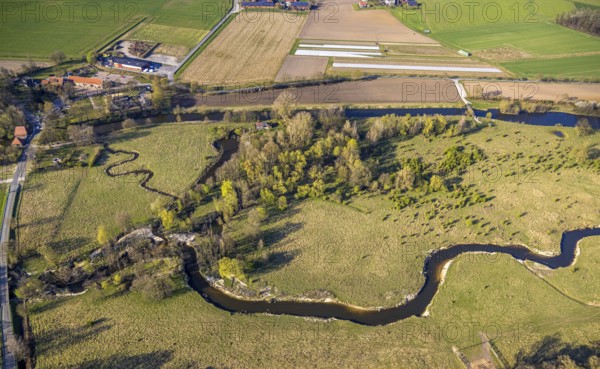 Aerial view, Steveraue Olfen nature reserve, Olfen-Kirchspiel, Olfen, Münsterland, North Rhine-Westphalia, Germany, DE, Europe, aerial view, aerial photography, aerial photography, overview, bird's-eye view, overview
