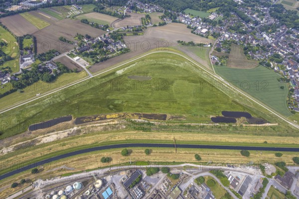 Aerial view, floodplain Holtener Bruch, floodplain at the river Emscher, Holten, Oberhausen, Ruhr area, North Rhine-Westphalia, Germany, DE, Europe, aerial view, aerial photography, aerial photography, overview, bird's-eye view, overview, OberhausenNord